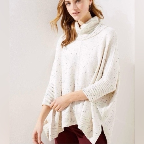 Loft Flecked Turtleneck Poncho Sweater Oversized Small New NWT - Picture 1 of 8